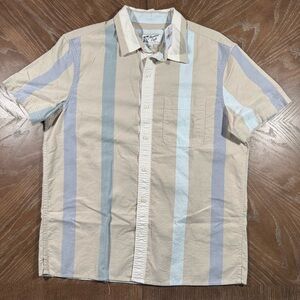 NWT American Eagle Button Up Shirt Mens L Palm Tree‎ Resort Casual Cotton Stripe